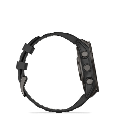 Garmin f?nix 8 – 47mm, AMOLED Sapphire, Carbon Gray DLC Titanium with Black/Pebble Gray Silicone Band
