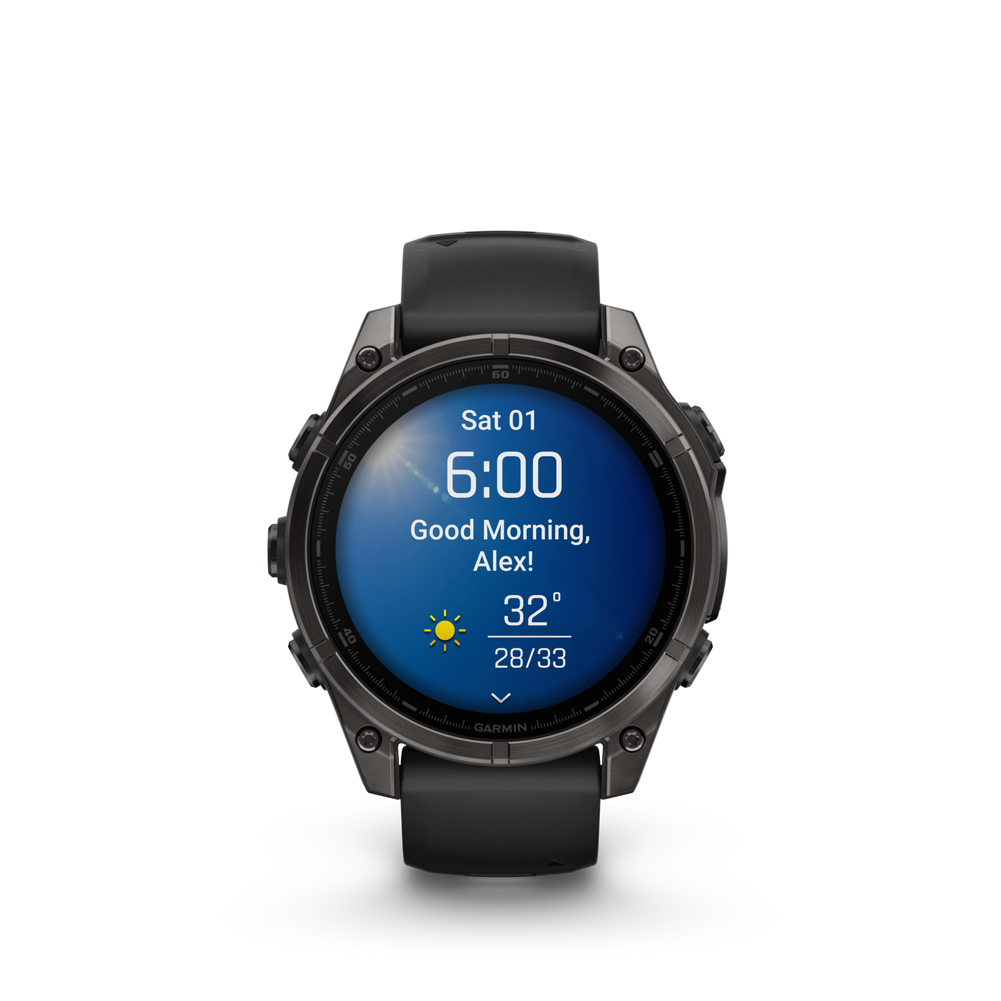 Garmin f?nix 8 – 47mm, AMOLED Sapphire, Carbon Gray DLC Titanium with Black/Pebble Gray Silicone Band
