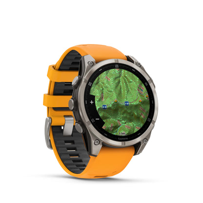 Garmin f?nix 8 – 47mm, AMOLED Sapphire, Titanium with Spark Orange/Graphite Silicone Band