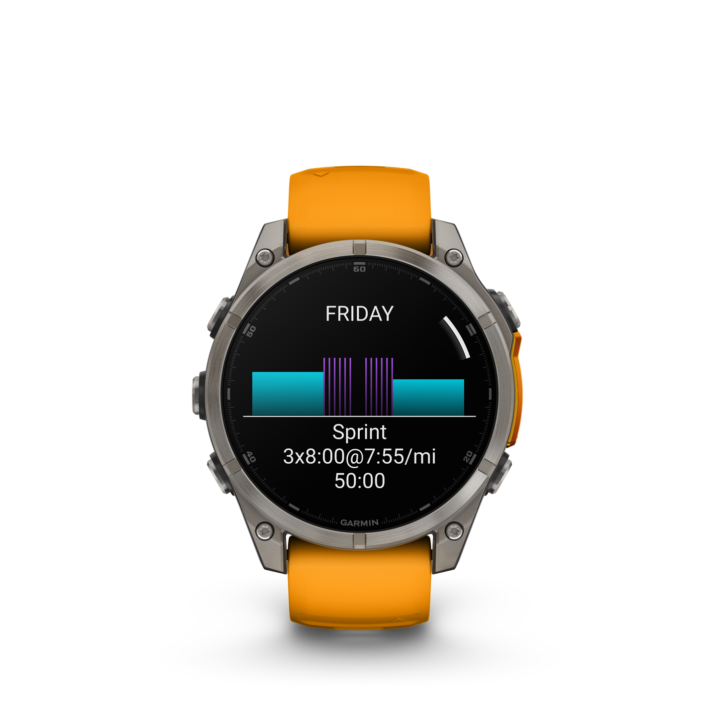 Garmin f?nix 8 – 47mm, AMOLED Sapphire, Titanium with Spark Orange/Graphite Silicone Band