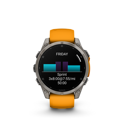 Garmin f?nix 8 – 47mm, AMOLED Sapphire, Titanium with Spark Orange/Graphite Silicone Band