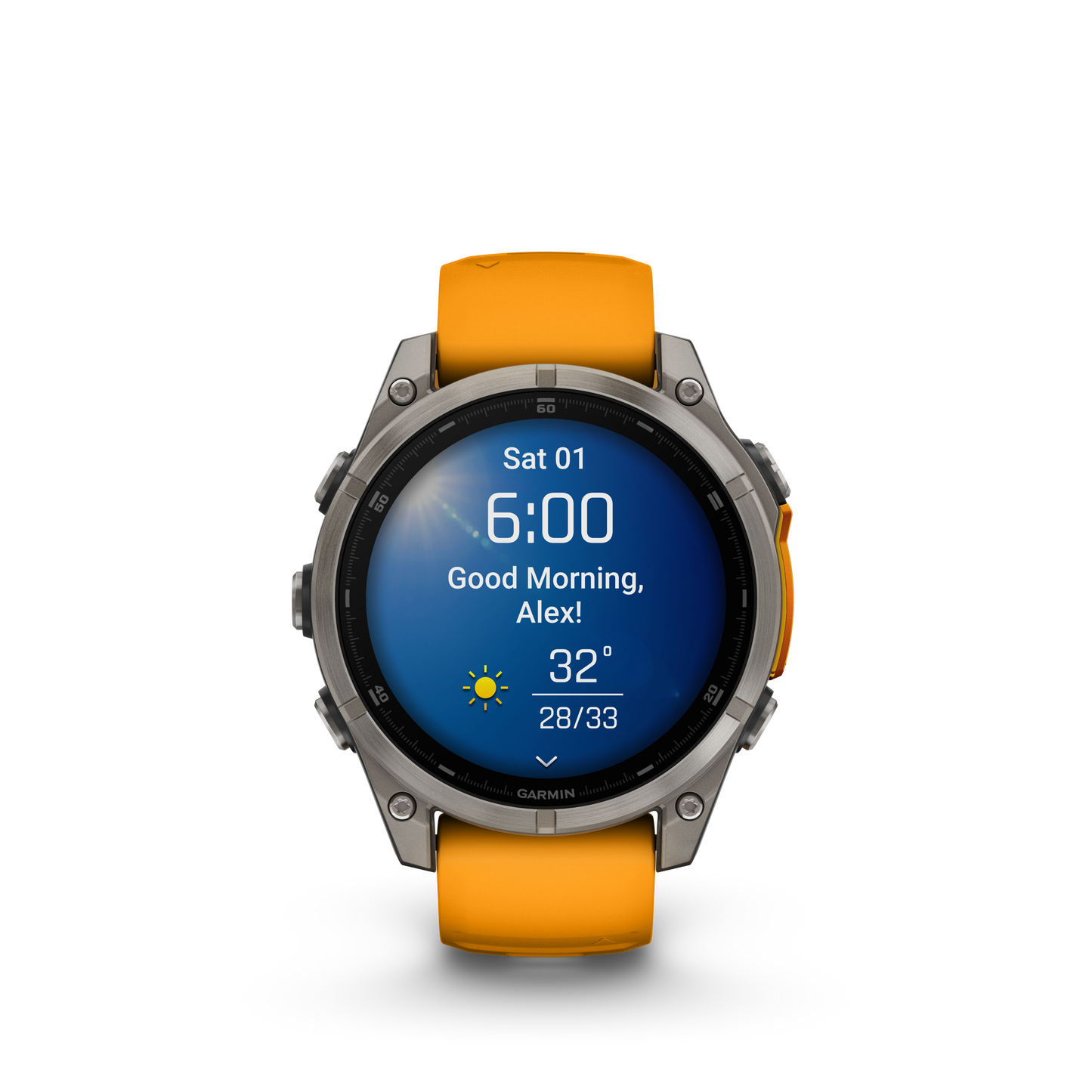 Garmin f?nix 8 – 47mm, AMOLED Sapphire, Titanium with Spark Orange/Graphite Silicone Band