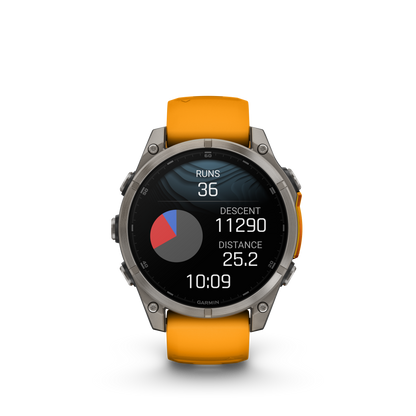 Garmin f?nix 8 – 47mm, AMOLED Sapphire, Titanium with Spark Orange/Graphite Silicone Band