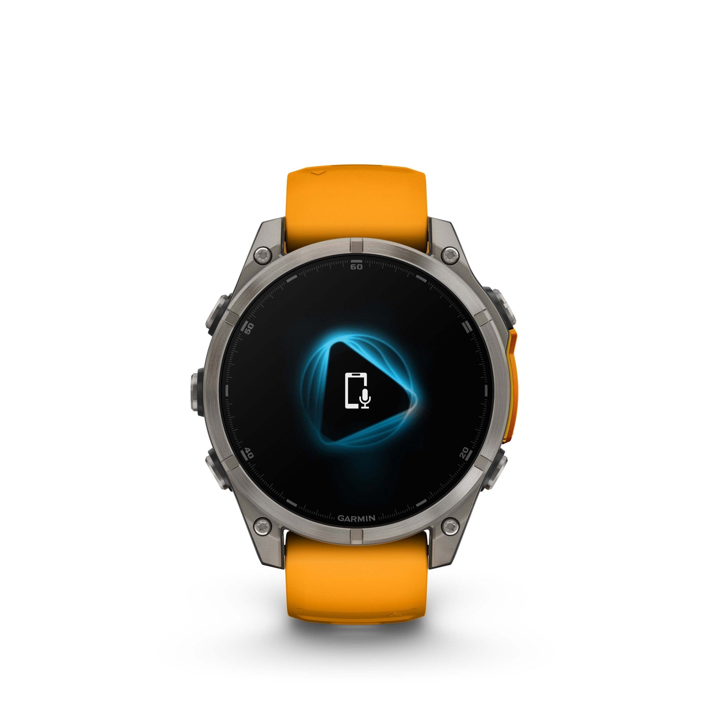 Garmin f?nix 8 – 47mm, AMOLED Sapphire, Titanium with Spark Orange/Graphite Silicone Band
