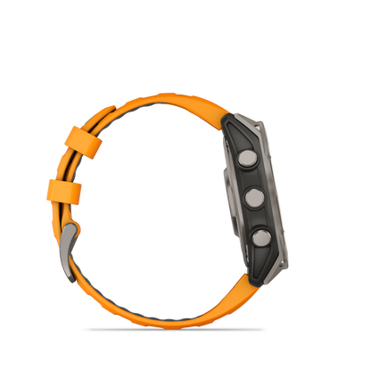 Garmin f?nix 8 – 47mm, AMOLED Sapphire, Titanium with Spark Orange/Graphite Silicone Band