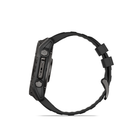 Garmin f?nix 8 – 51mm, AMOLED Sapphire, Carbon Gray DLC Titanium with Black/Pebble Gray Silicone Band