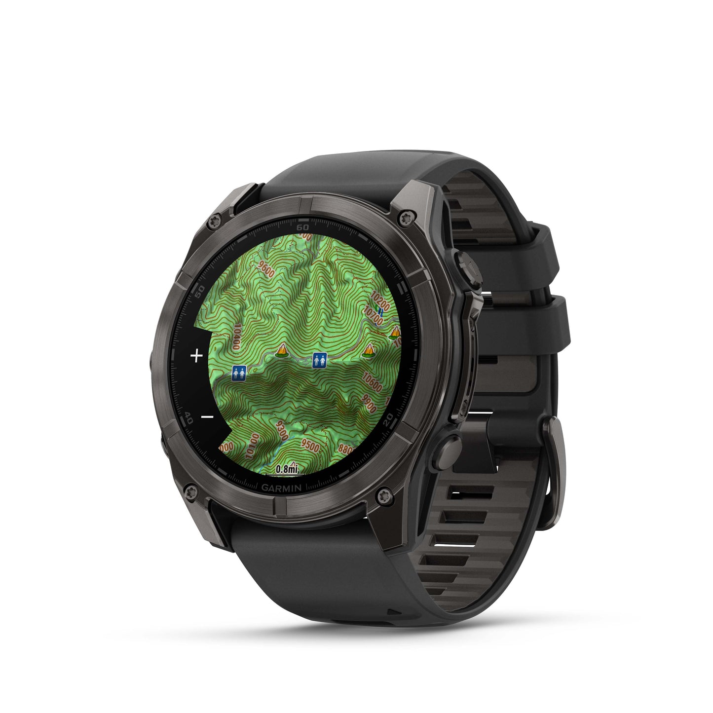 Garmin f?nix 8 – 51mm, AMOLED Sapphire, Carbon Gray DLC Titanium with Black/Pebble Gray Silicone Band