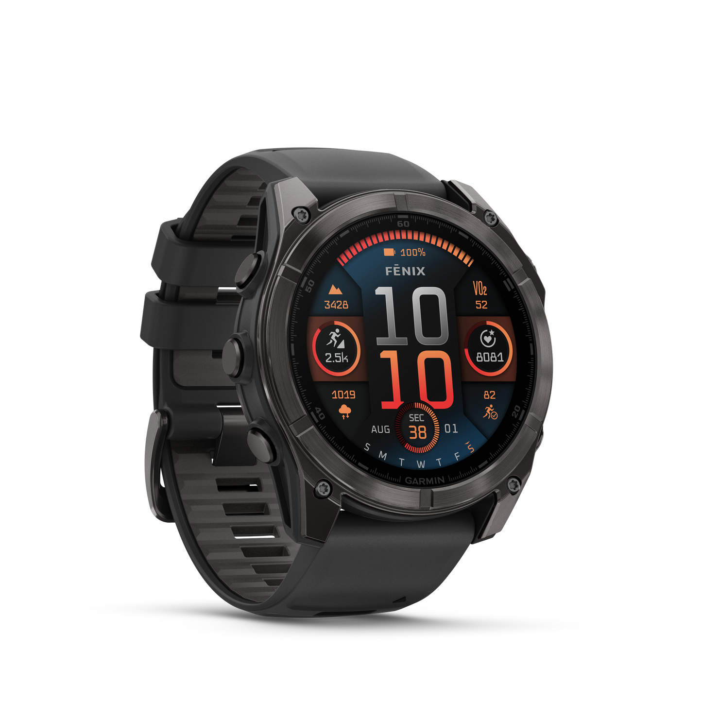 Garmin f?nix 8 – 51mm, AMOLED Sapphire, Carbon Gray DLC Titanium with Black/Pebble Gray Silicone Band