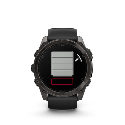 Garmin f?nix 8 – 51mm, AMOLED Sapphire, Carbon Gray DLC Titanium with Black/Pebble Gray Silicone Band