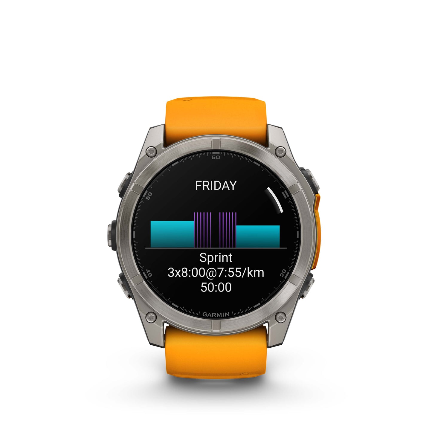 Garmin f?nix 8 – 51mm, AMOLED Sapphire, Titanium with Spark Orange/Graphite Silicone Band