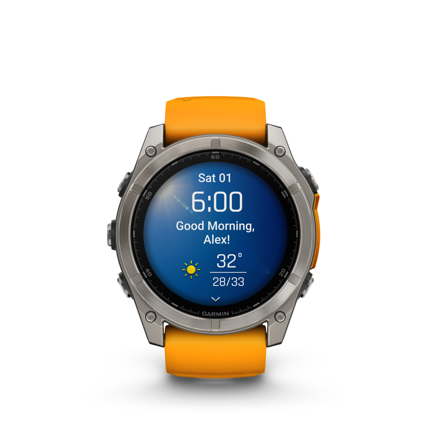 Garmin f?nix 8 – 51mm, AMOLED Sapphire, Titanium with Spark Orange/Graphite Silicone Band