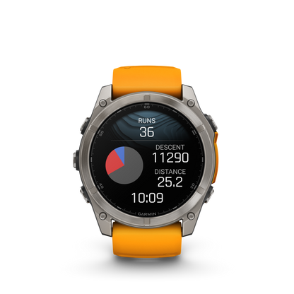 Garmin f?nix 8 – 51mm, AMOLED Sapphire, Titanium with Spark Orange/Graphite Silicone Band