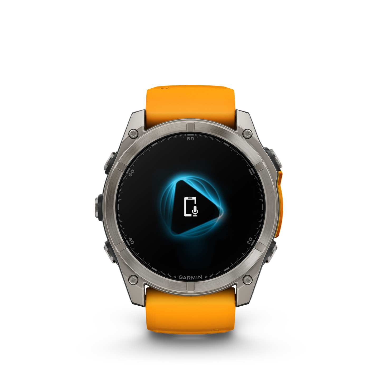 Garmin f?nix 8 – 51mm, AMOLED Sapphire, Titanium with Spark Orange/Graphite Silicone Band