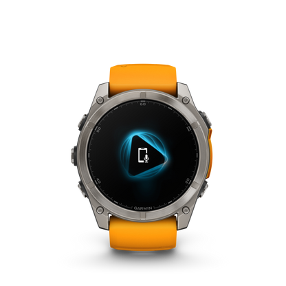 Garmin f?nix 8 – 51mm, AMOLED Sapphire, Titanium with Spark Orange/Graphite Silicone Band