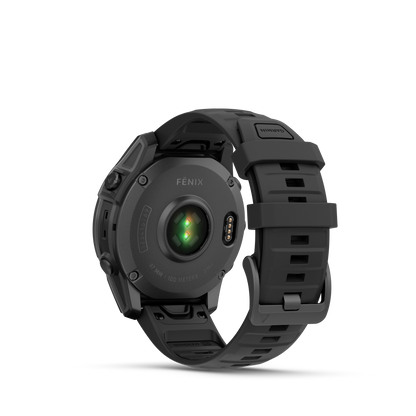 Garmin f?nix E – 47 mm, AMOLED Slate Gray Steel with Black Silicone Band