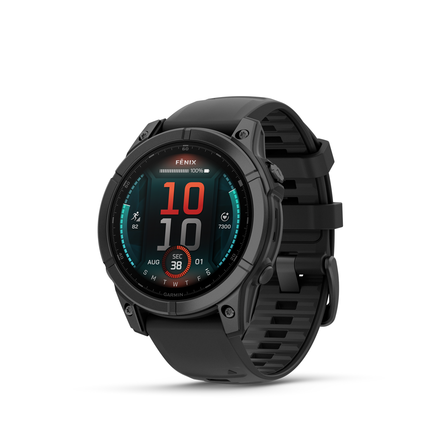 Garmin f?nix E – 47 mm, AMOLED Slate Gray Steel with Black Silicone Band