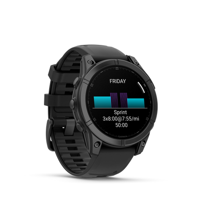 Garmin f?nix E – 47 mm, AMOLED Slate Gray Steel with Black Silicone Band