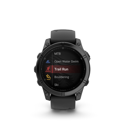Garmin f?nix E – 47 mm, AMOLED Slate Gray Steel with Black Silicone Band