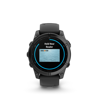 Garmin f?nix E – 47 mm, AMOLED Slate Gray Steel with Black Silicone Band