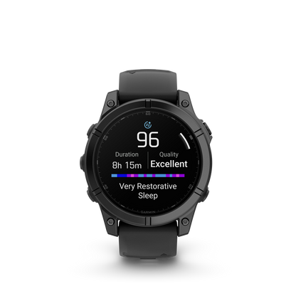 Garmin f?nix E – 47 mm, AMOLED Slate Gray Steel with Black Silicone Band