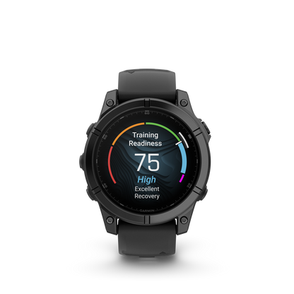 Garmin f?nix E – 47 mm, AMOLED Slate Gray Steel with Black Silicone Band