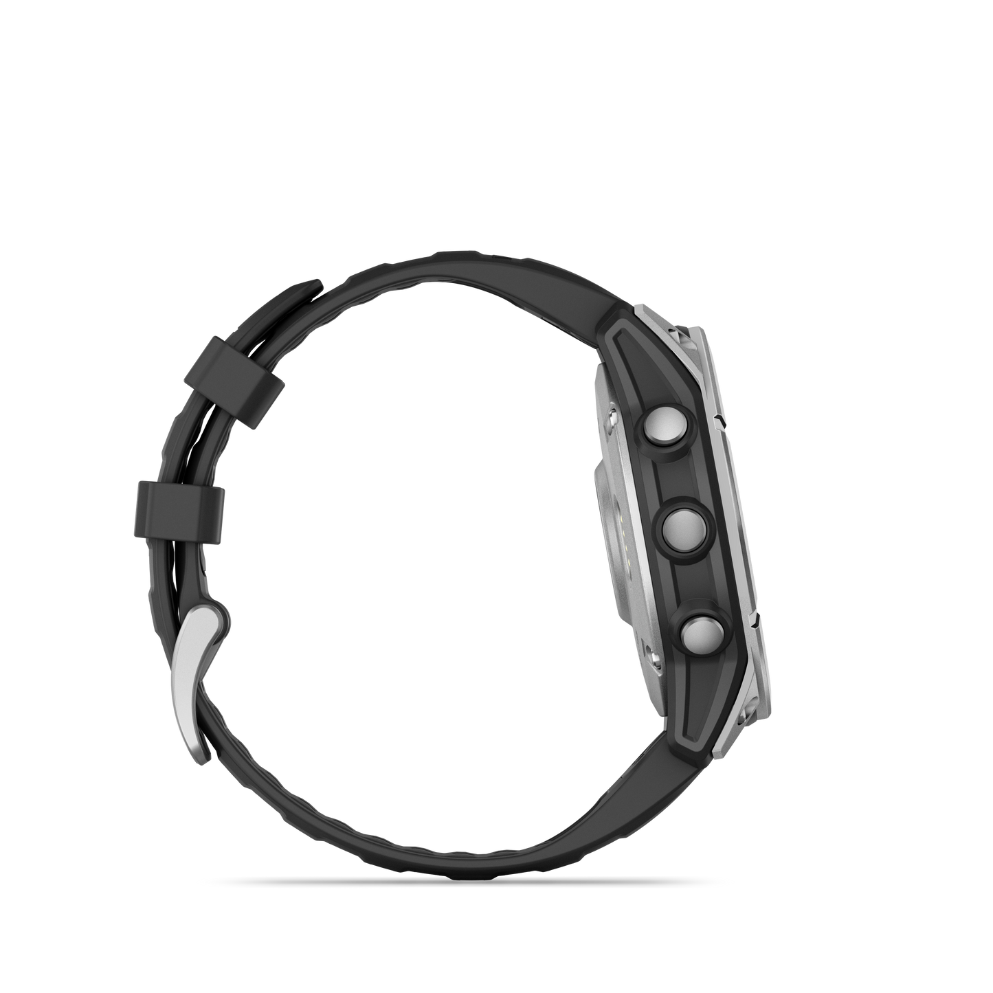 Garmin f?nix E – 47mm, AMOLED Stainless Steel with Black Silicone Band