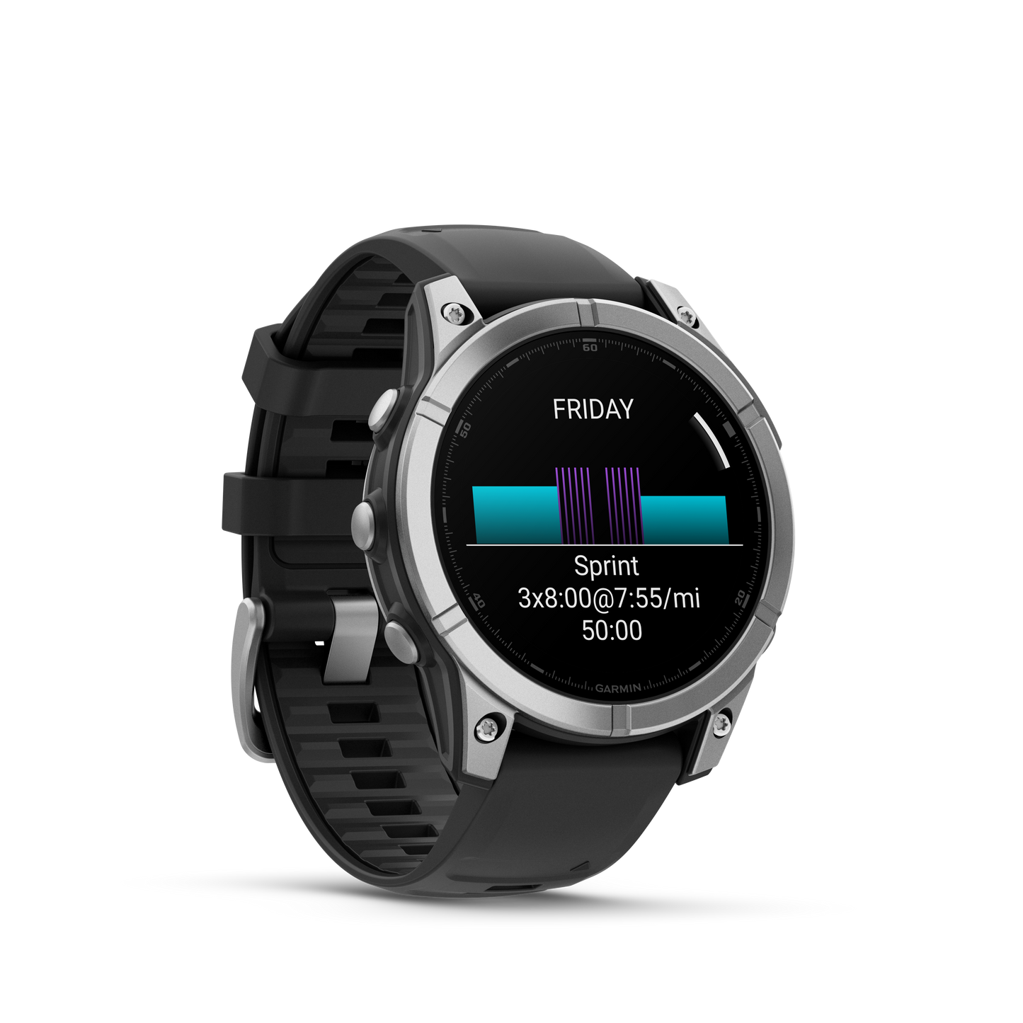 Garmin f?nix E – 47mm, AMOLED Stainless Steel with Black Silicone Band