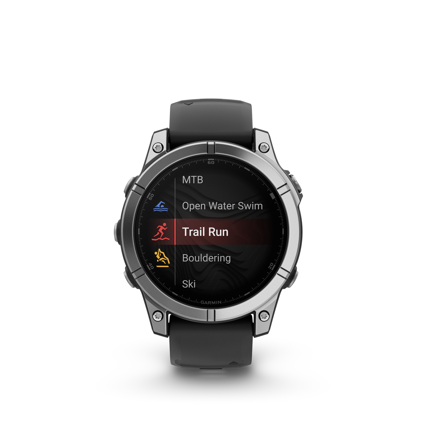 Garmin f?nix E – 47mm, AMOLED Stainless Steel with Black Silicone Band