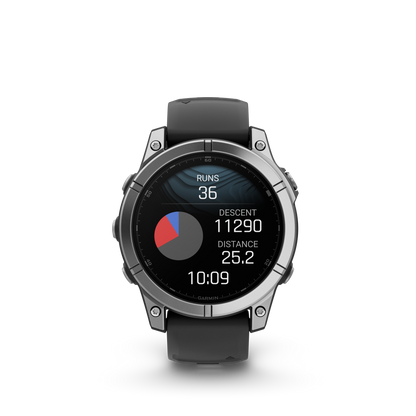 Garmin f?nix E – 47mm, AMOLED Stainless Steel with Black Silicone Band