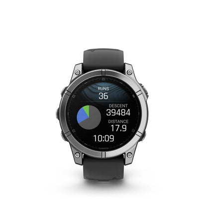 Garmin f?nix E – 47mm, AMOLED Stainless Steel with Black Silicone Band