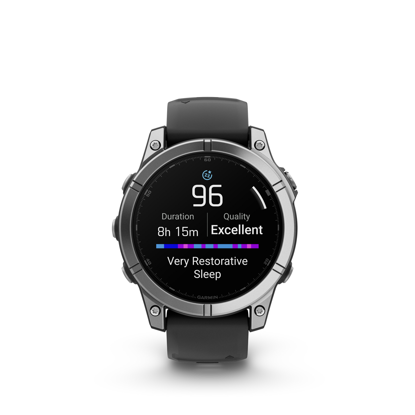 Garmin f?nix E – 47mm, AMOLED Stainless Steel with Black Silicone Band