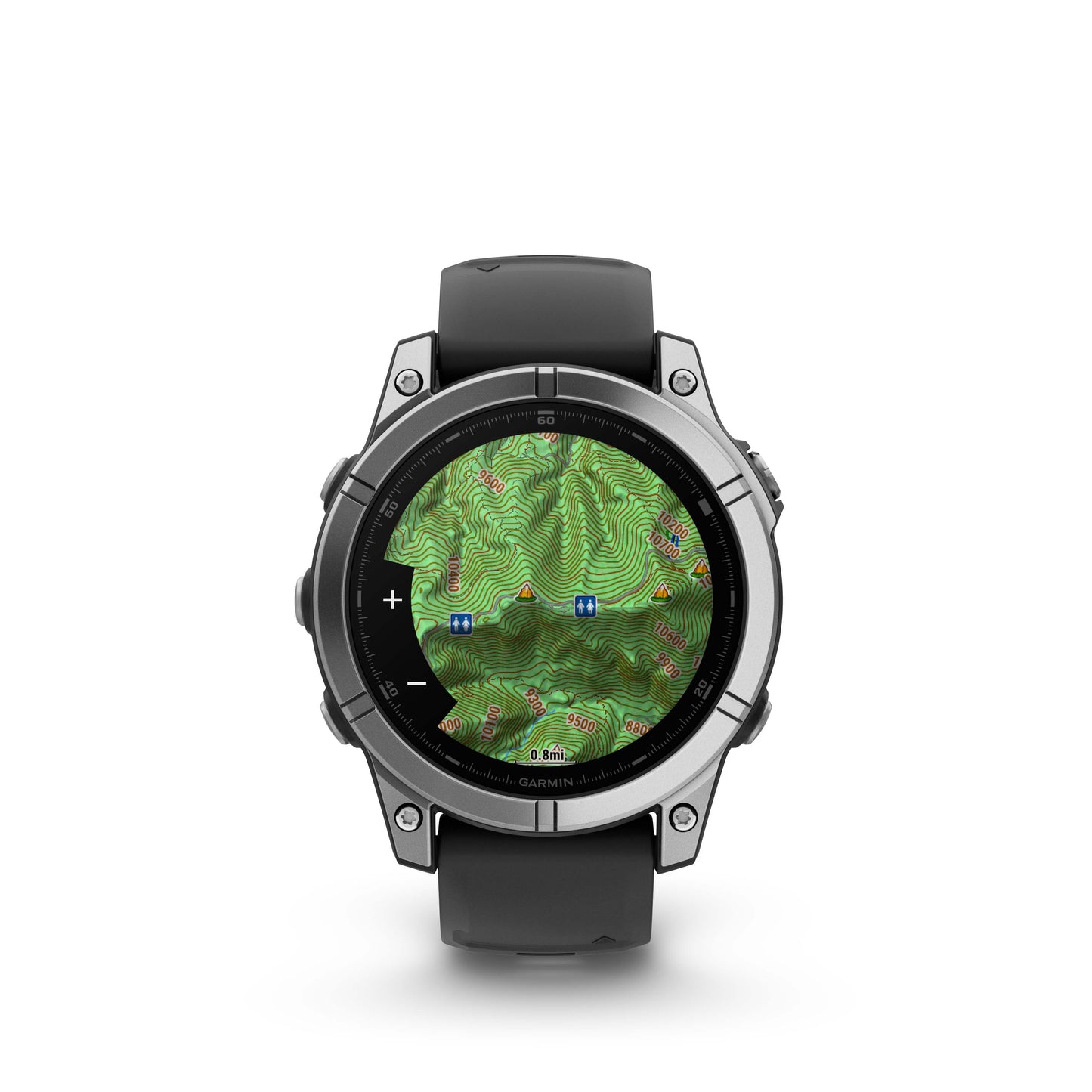 Garmin f?nix E – 47mm, AMOLED Stainless Steel with Black Silicone Band
