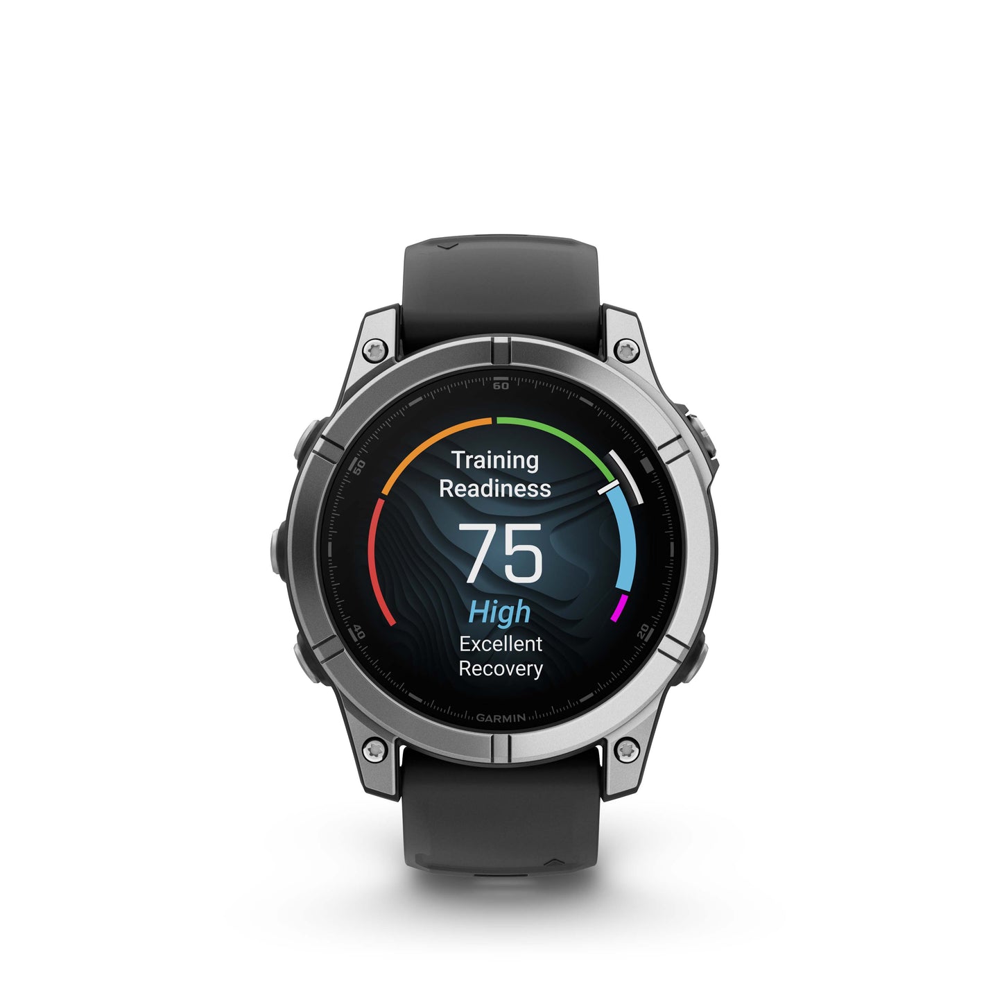 Garmin f?nix E – 47mm, AMOLED Stainless Steel with Black Silicone Band