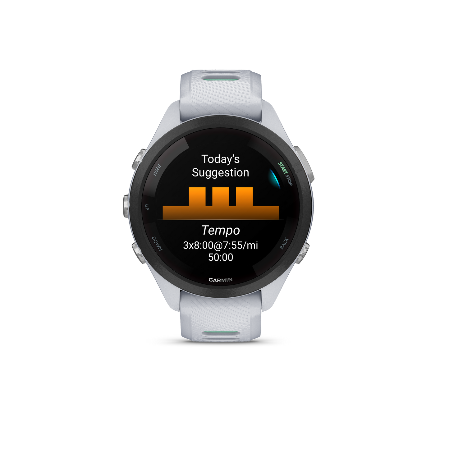 Forerunner® 265S, Black Bezel with Whitestone Case and Whitestone/Neo Tropic Silicone Band