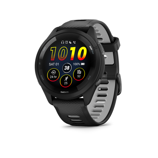 Forerunner® 265, Black Bezel and Case with Black/Powder Gray Silicone Band