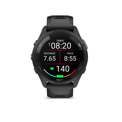 Forerunner® 265, Black Bezel and Case with Black/Powder Gray Silicone Band