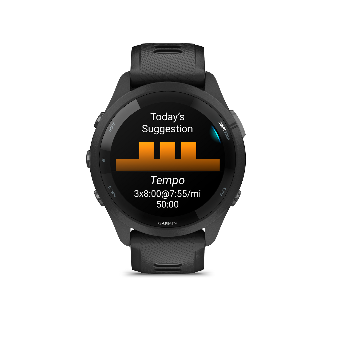 Forerunner® 265, Black Bezel and Case with Black/Powder Gray Silicone Band