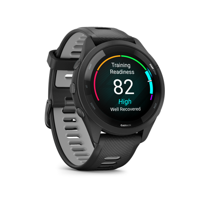 Forerunner® 265, Black Bezel and Case with Black/Powder Gray Silicone Band