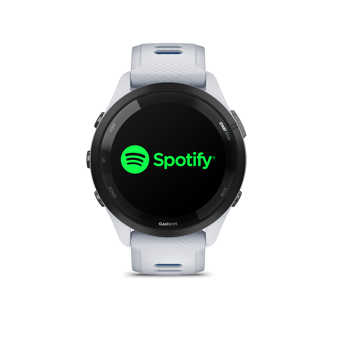 Forerunner® 265, Black Bezel with Whitestone Case and Whitestone/Tidal Blue Silicone Band