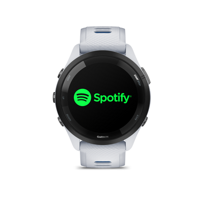 Forerunner® 265, Black Bezel with Whitestone Case and Whitestone/Tidal Blue Silicone Band