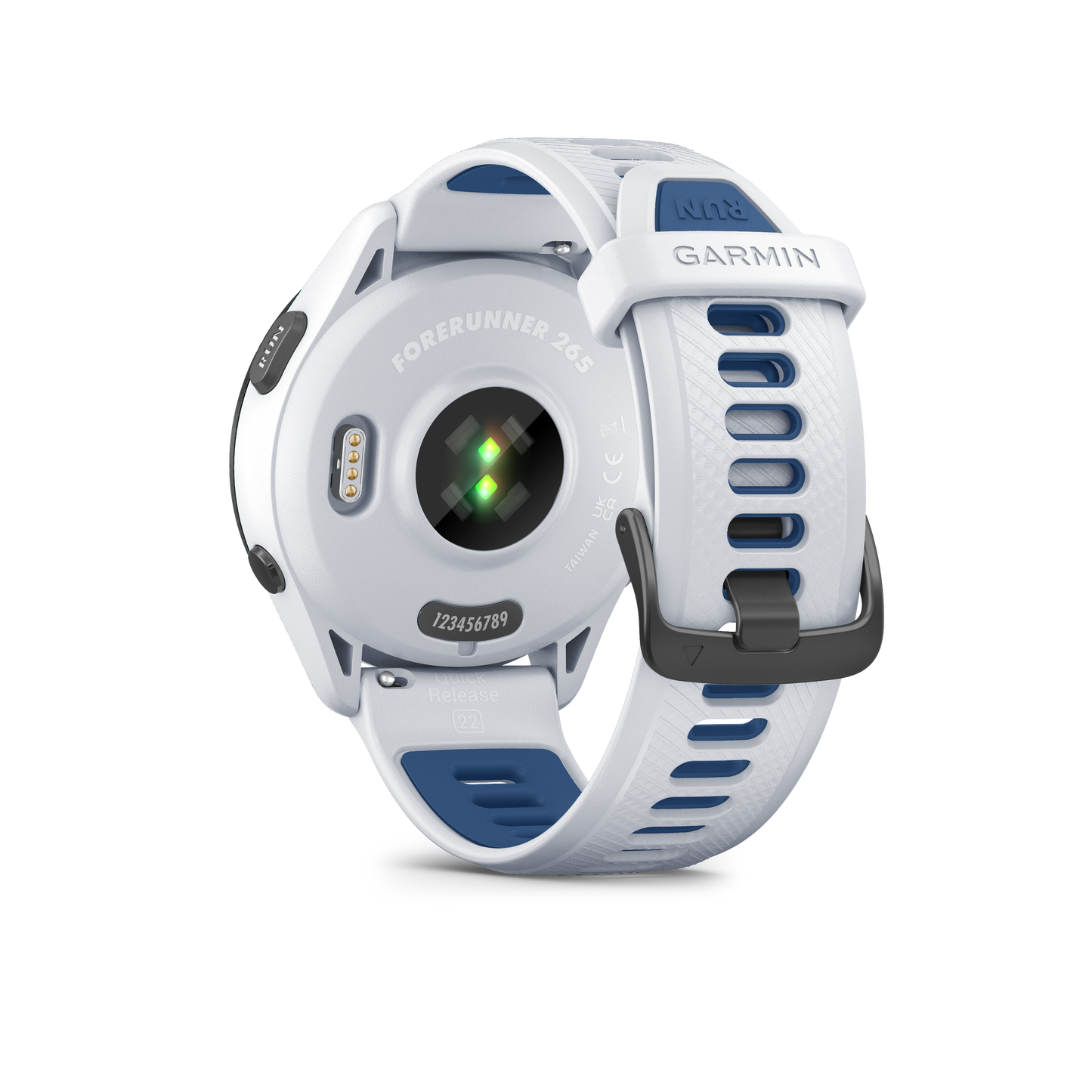 Forerunner® 265, Black Bezel with Whitestone Case and Whitestone/Tidal Blue Silicone Band