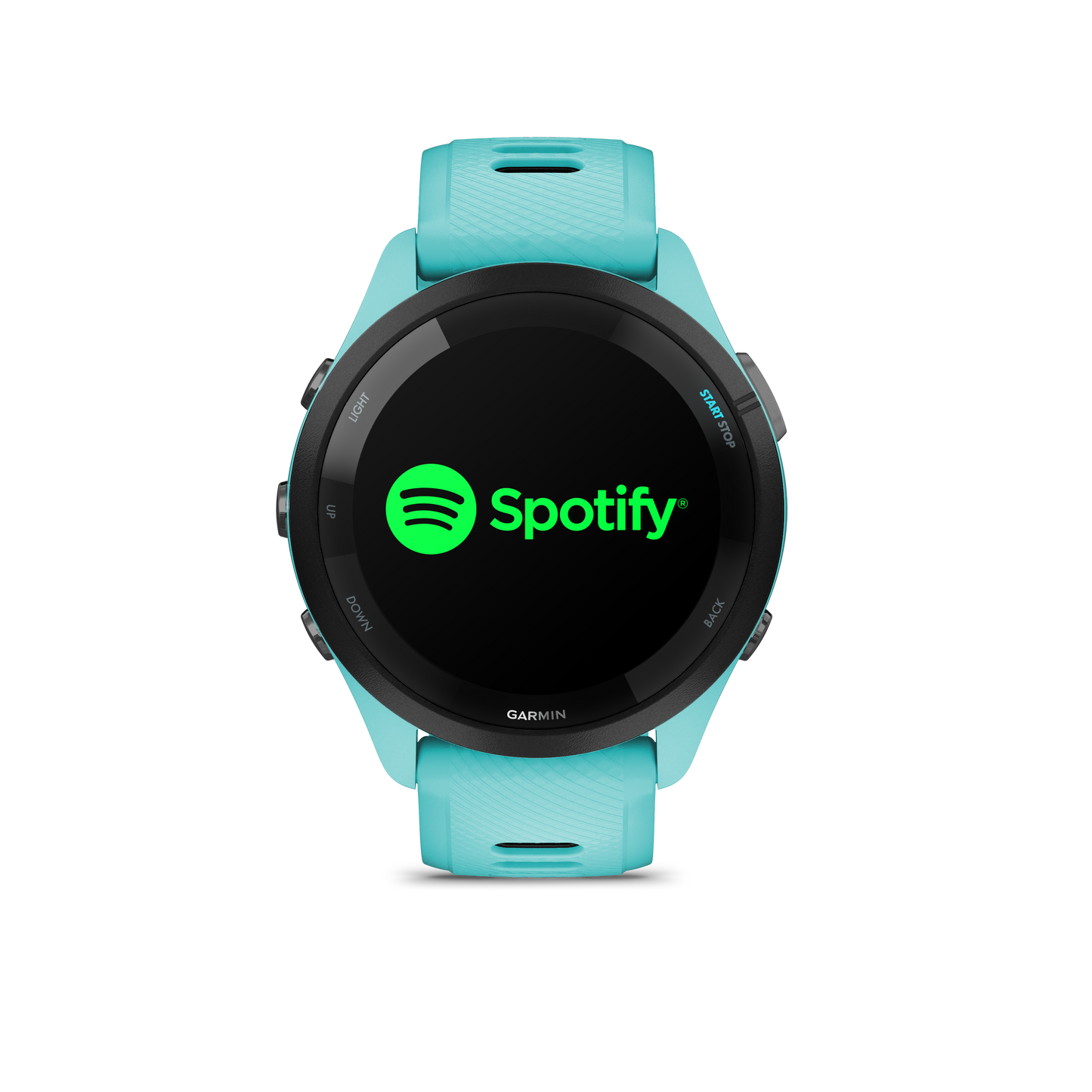 Forerunner® 265, Black Bezel with Aqua Case and Aqua/Black Silicone Band