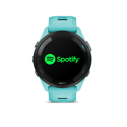 Forerunner® 265, Black Bezel with Aqua Case and Aqua/Black Silicone Band