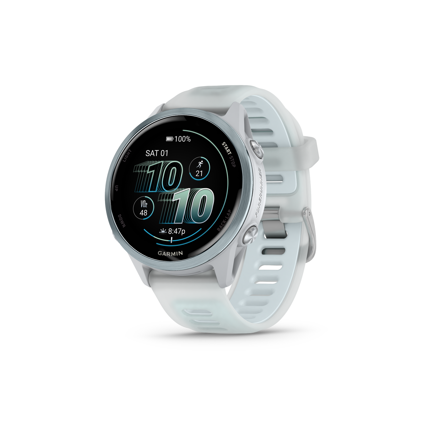 Forerunner® 570 - 42mm, Cloud Blue Aluminum with Translucent Whitestone/Cloud Blue Band
