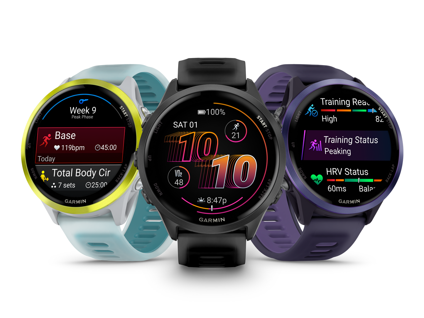 Forerunner® 570 - 47mm, Amp Yellow Aluminum with Translucent Whitestone/Turquoise Band