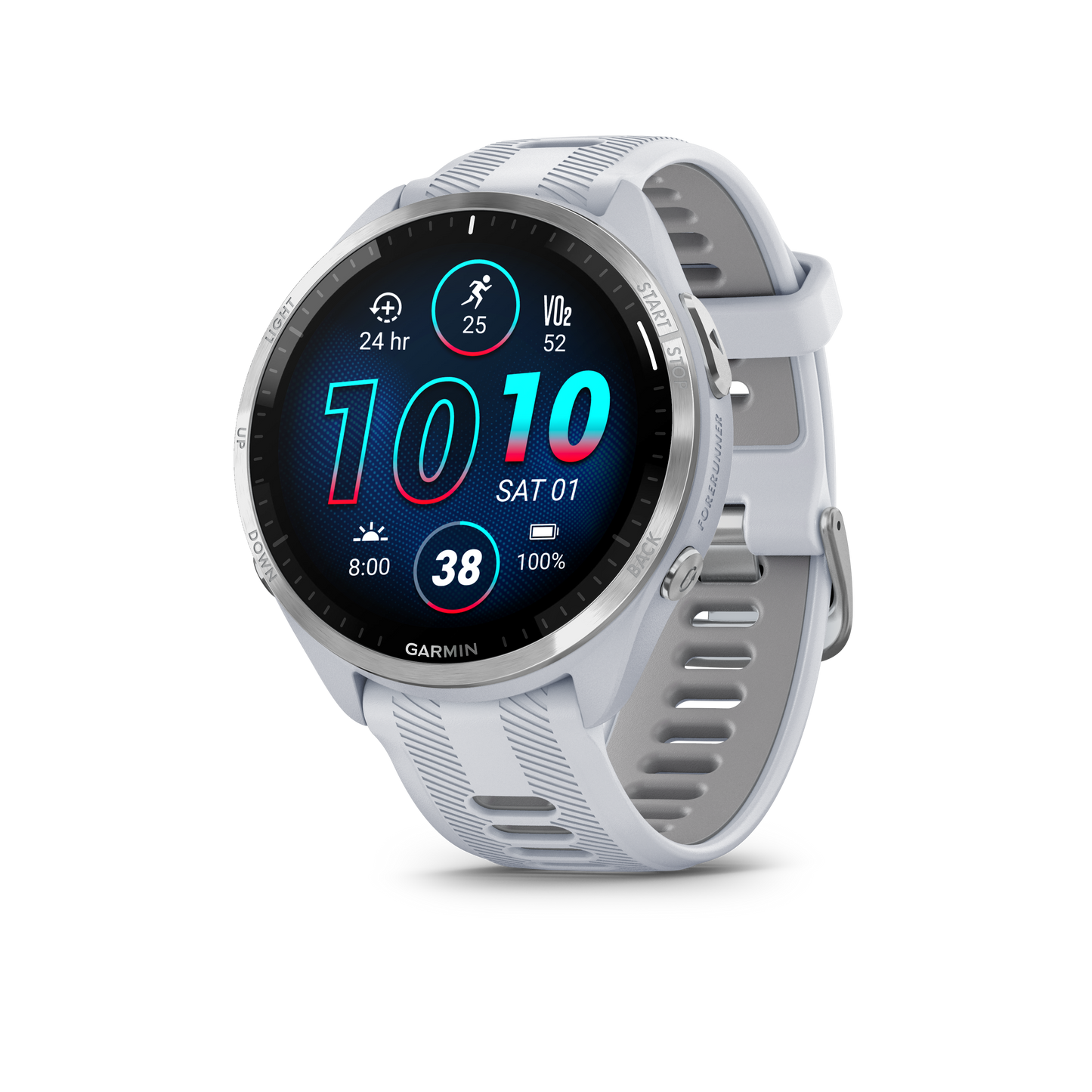 Forerunner® 965, Titanium Bezel with Whitestone Case and Whitestone/Powder Gray Silicone Band