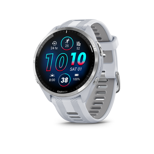 Forerunner® 965, Titanium Bezel with Whitestone Case and Whitestone/Powder Gray Silicone Band