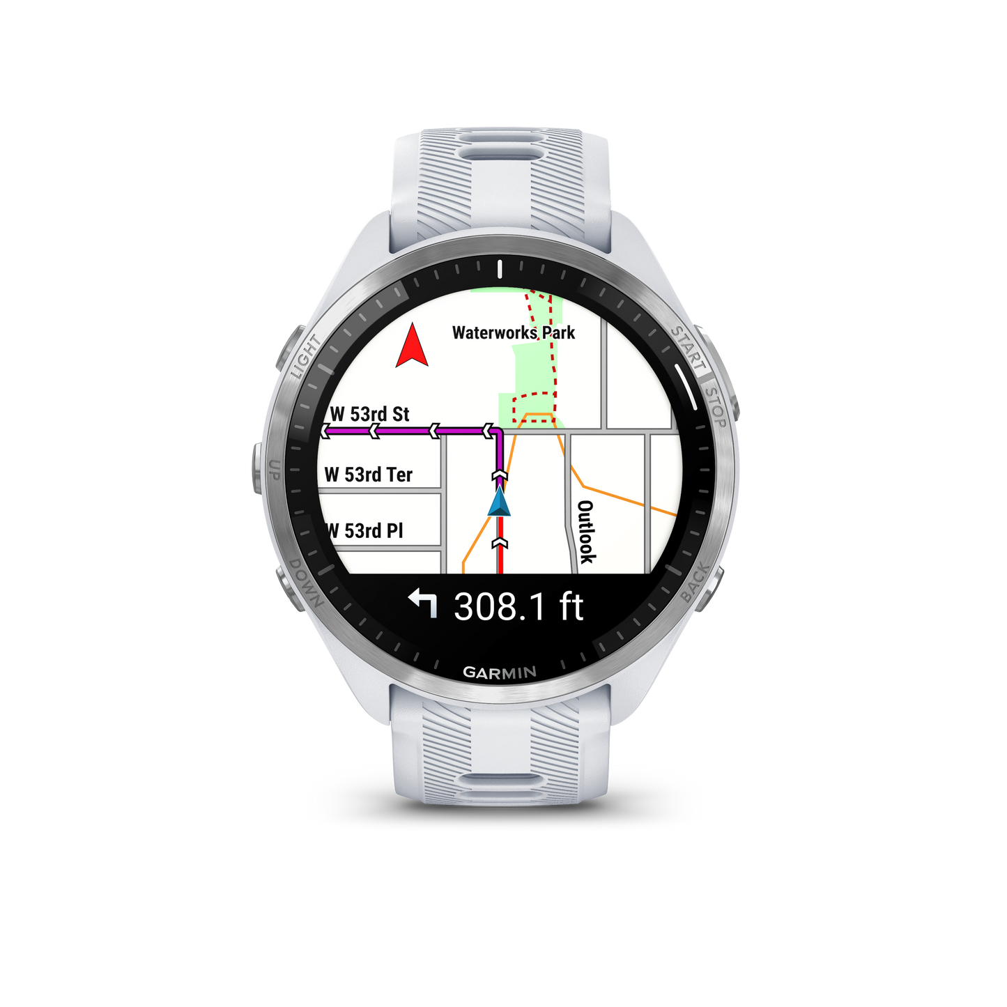 Forerunner® 965, Titanium Bezel with Whitestone Case and Whitestone/Powder Gray Silicone Band