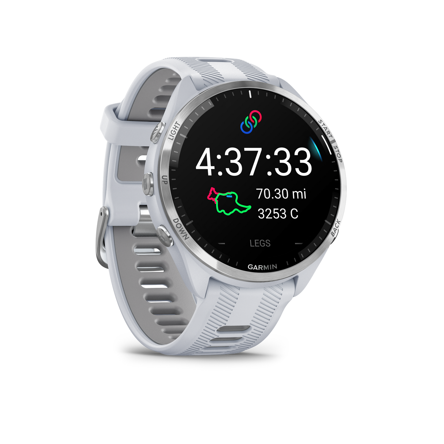 Forerunner® 965, Titanium Bezel with Whitestone Case and Whitestone/Powder Gray Silicone Band