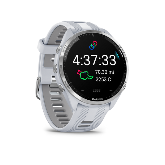 Forerunner® 965, Titanium Bezel with Whitestone Case and Whitestone/Powder Gray Silicone Band